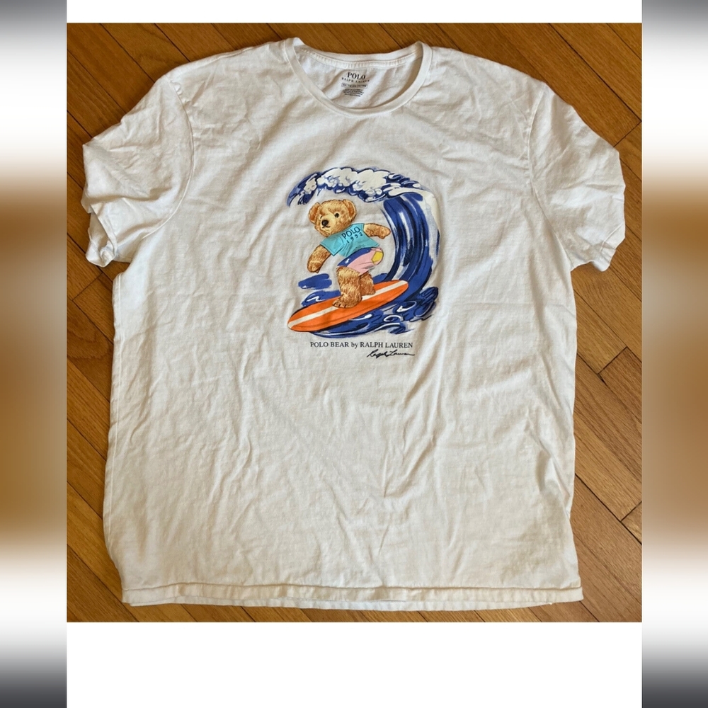 Polo 1992 Ralph Lauren Men’s shirt XXL Surf Bear Limited Edition 90s white retro